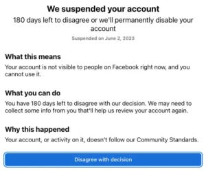 facebook suspended youraccount for no reason