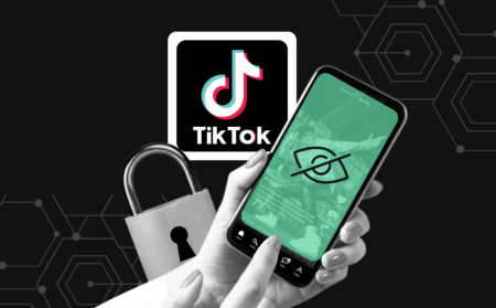 The image should feature a smartphone with the TikTok app open, showing a faded or hidden post to represent a shadowban. The background can show TikTok’s logo, with a lock or warning symbol to highlight the restriction.