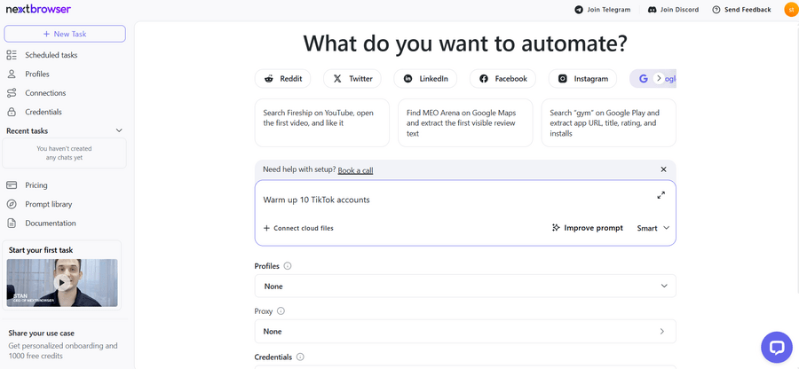Nextbrowser dahsboard