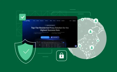 9Proxy tools and icons representing download, search, pricing, and global connectivity.