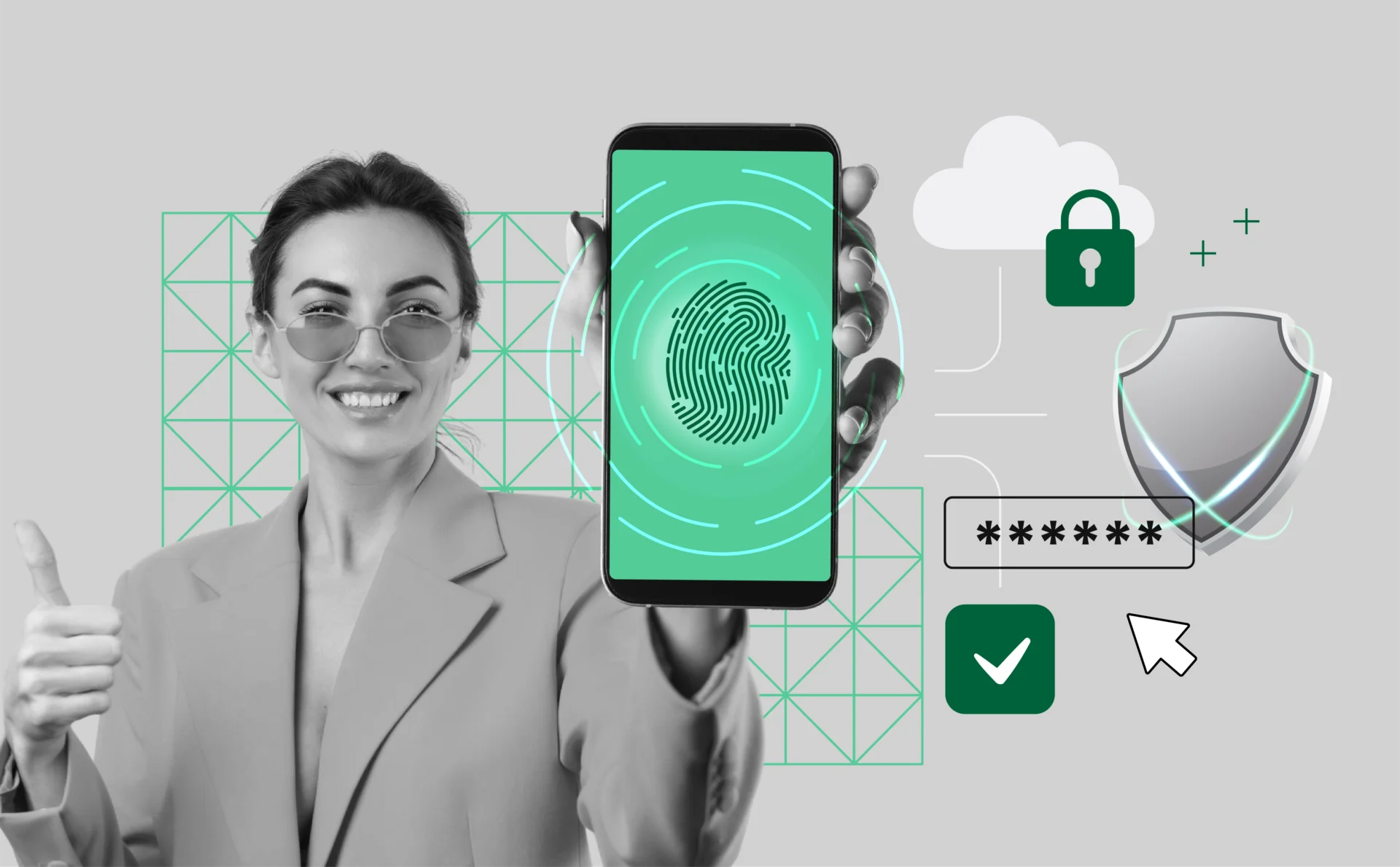 A clean, modern illustration showing mobile identity as a smartphone with a glowing digital ID card or fingerprint hovering above it, surrounded by subtle icons like a shield (security), cloud (digital access), and a checkmark (verification).