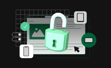A minimalistic graphic showing a newspaper or website page with a lock icon that’s just been opened, surrounded by icons of a phone, tablet, and laptop, symbolizing cross-device access to how to bypass paywall.