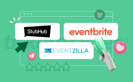 A graphic featuring the logos of top Ticketmaster alternatives for 2025, including Eventbrite, StubHub, and Eventzilla, highlighting the best platforms for event ticketing and management.