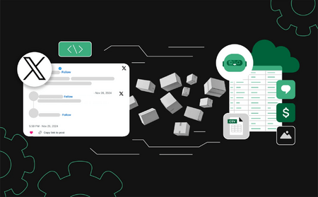 Illustration of Scraping Twitter with Python in 2025 showing tweets, code snippets, and data flow.