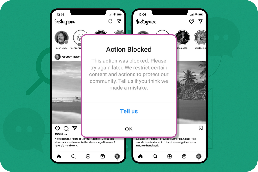 Instagram Action Block error