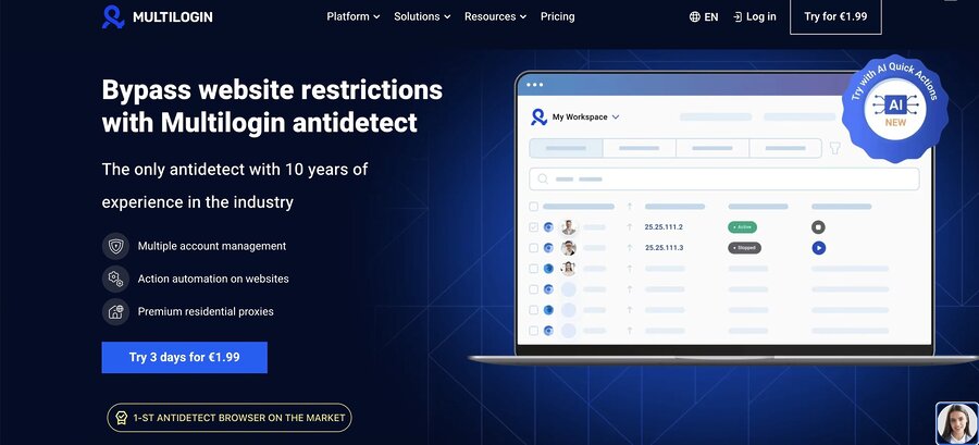 Multilogin dashboard