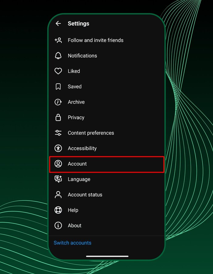 Account settings in threads