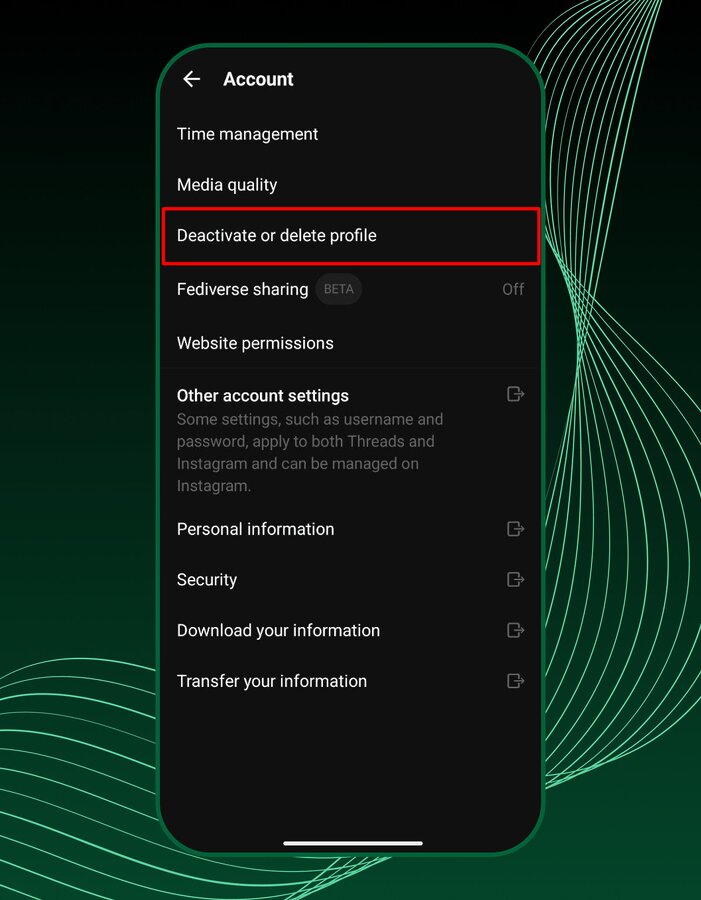 Deactivate your threads account