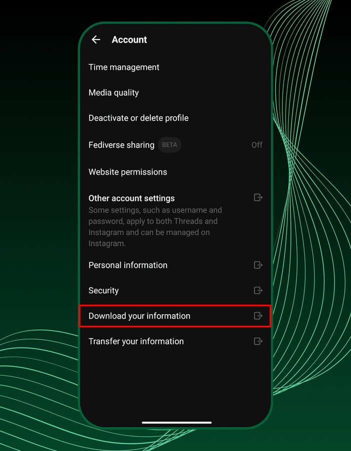 Threads settings: donwload your information